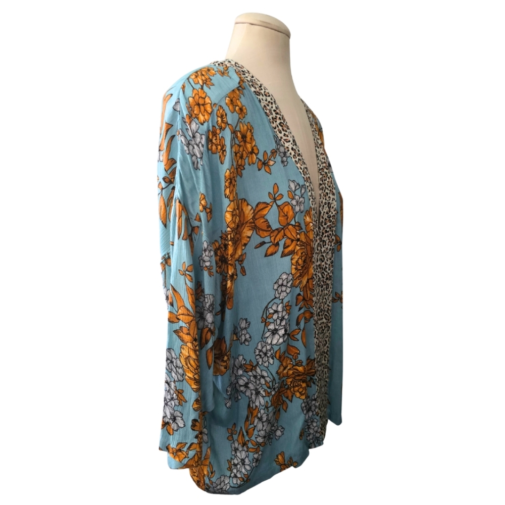 ANTHROPOLOGIE Andersen & Lauth Zoe Leopard-Trimmed Kimono One Size - Picture 7 of 9